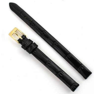 10mm Watch Band Black Leather Alligator Grain 6 15/16 Inch Length 4 10mm Watch Band Black Leather Alligator Grain 6 15/16 Inch Length - Image 4