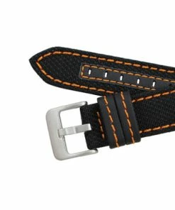 Hadley Roma Anti-Ballistic Material Watch Strap 24mm Black With Orange Stitching 7 3/4 Inch Length -Cheap Watch Bands Store IMG 0538F1.3 88654.1659986011