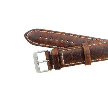 Hadley Roma Brown Leather With Contrast Stitching 22mm Watch Band 8 5/8 Inch Length 4 Hadley Roma Brown Leather With Contrast Stitching 22mm Watch Band 8 5/8 Inch Length - Image 4