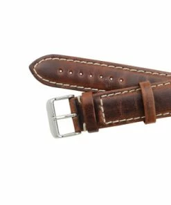 Hadley Roma Brown Leather With Contrast Stitching 22mm Watch Band 7 7/8 Inch Length -Cheap Watch Bands Store IMG 0567F1.1 84600.1659442764