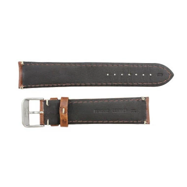 Hadley Roma Brown Leather With Contrast Stitching 22mm Watch Band 8 5/8 Inch Length 3 Hadley Roma Brown Leather With Contrast Stitching 22mm Watch Band 8 5/8 Inch Length - Image 3