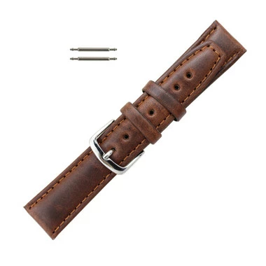 Hadley Roma Brown 18mm Oil Tanned Leather Watch Band 7 7/16 Inch Length 1 Hadley Roma Brown 18mm Oil Tanned Leather Watch Band 7 7/16 Inch Length