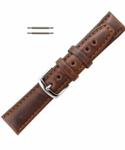 Hadley Roma Brown 16mm Oil Tanned Leather Watch Band 7 7/16 Inch Length