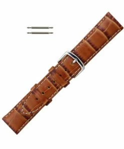 Hadley Roma Alligator Grain 21mm Tan Italian Leather Watch Band 7 1/2 Inch Length
