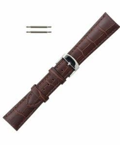 Hadley Roma 22mm Brown Leather Watch Band Alligator Grain 8 5/8 Inch Length