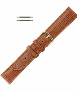 Hadley Roma Lizard Grain 18mm Brown Leather Watch Strap 8 3/16 Inch Length