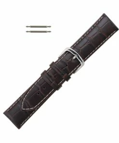 Hadley Roma 19mm Brown Alligator Grain Italian Leather Watch Band 7 1/2 Inch Length