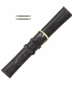 Hadley Roma 20mm Dark Brown Lizard Grain Leather Watch Strap 8 3/16 Inch Length