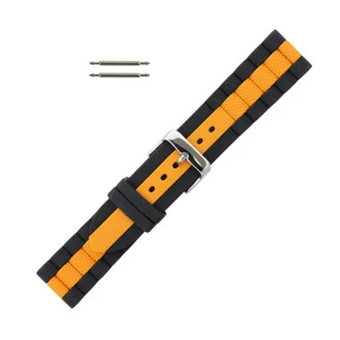 22mm Silicone Watch Band Diver Style Black With Orange 7 5/8 Inch Length 1 22mm Silicone Watch Band Diver Style Black With Orange 7 5/8 Inch Length