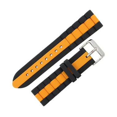 22mm Silicone Watch Band Diver Style Black With Orange 7 5/8 Inch Length 2 22mm Silicone Watch Band Diver Style Black With Orange 7 5/8 Inch Length - Image 2