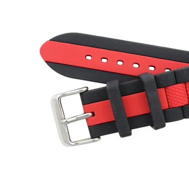 22mm Silicone Watch Band Diver Style Black With Red 7 5/8 Inch Length 4 22mm Silicone Watch Band Diver Style Black With Red 7 5/8 Inch Length - Image 4