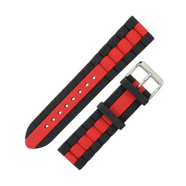 22mm Silicone Watch Band Diver Style Black With Red 7 5/8 Inch Length 2 22mm Silicone Watch Band Diver Style Black With Red 7 5/8 Inch Length - Image 2