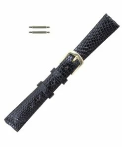 13mm Black Hadley Roma Genuine Java Lizard Watch Strap 6 1/4 Inch Length