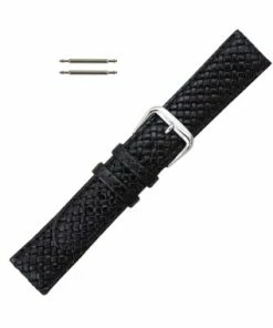 Hadley Roma Genuine Leather Black 20mm Tommy Bahama® Style Watch Band 7 7/16 Inch Length