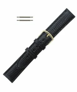 Hadley Roma 16mm Genuine Java Lizard Watch Band Black 7 7/16 Inch Length