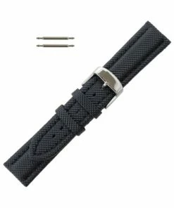 Hadley Roma Sport Watch Band Anti-Ballistic Material 20mm Black 7 1/2 Inch Length