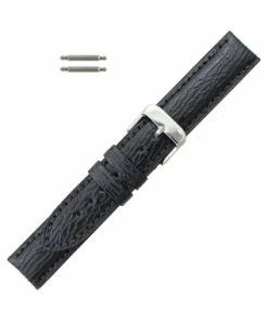 Hadley Roma Black 22mm Genuine Shark Watch Band 7 7/8 Inch Length