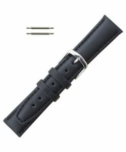 Hadley Roma Black 20mm Oil Tanned Leather Watch Band 6 9/16 Inch Length