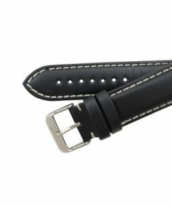 Hadley Roma Black Leather With Contrast Stitching 24mm Watch Band 8 5/8 Inch Length -Cheap Watch Bands Store IMG 13121.2 76268.1659986010