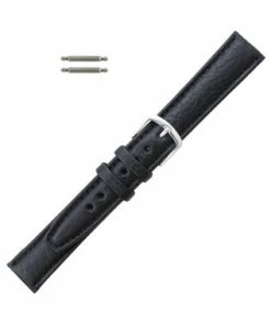 Hadley Roma Black 20mm Shrunken Grain Leather Watch Strap 7 5/16 Inch Length