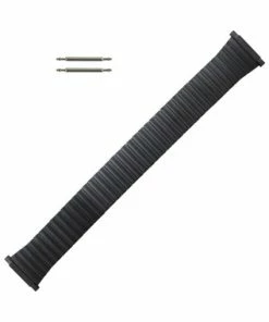 Hadley Roma 16 To 22mm Black Metal Expansion Watch Band With Expandable Ends 6 3/8 To 8 1/2 Inch Length