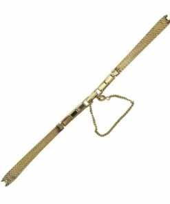 Tapered Watch Band 3mm Gold Tone Stainless Steel Chain Mesh Style 6 1/4 Inch Length