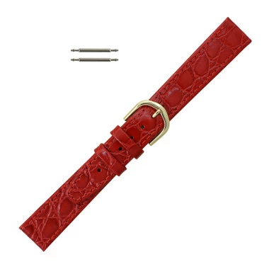 Red Leather Watch Strap 14mm Stitched Flat Croco Grain 6 13/16 Inch Length 1 Red Leather Watch Strap 14mm Stitched Flat Croco Grain 6 13/16 Inch Length