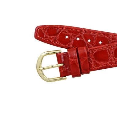 Red Leather Watch Strap 14mm Stitched Flat Croco Grain 6 13/16 Inch Length 4 Red Leather Watch Strap 14mm Stitched Flat Croco Grain 6 13/16 Inch Length - Image 4