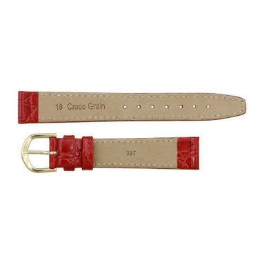 Red Leather Watch Strap 14mm Stitched Flat Croco Grain 6 13/16 Inch Length 3 Red Leather Watch Strap 14mm Stitched Flat Croco Grain 6 13/16 Inch Length - Image 3