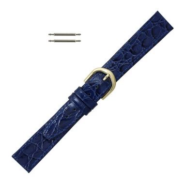 Navy Blue Leather Watch Strap 14mm Stitched Flat Croco Grain 6 13/16 Inch Length 1 Navy Blue Leather Watch Strap 14mm Stitched Flat Croco Grain 6 13/16 Inch Length