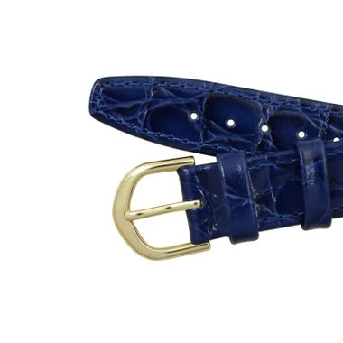 Navy Blue Leather Watch Strap 14mm Stitched Flat Croco Grain 6 13/16 Inch Length 4 Navy Blue Leather Watch Strap 14mm Stitched Flat Croco Grain 6 13/16 Inch Length - Image 4