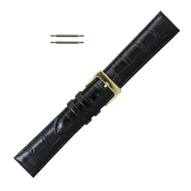 Black Leather Watch Band 18mm Alligator Grain 7 1/2 Inch Length 1 Black Leather Watch Band 18mm Alligator Grain 7 1/2 Inch Length