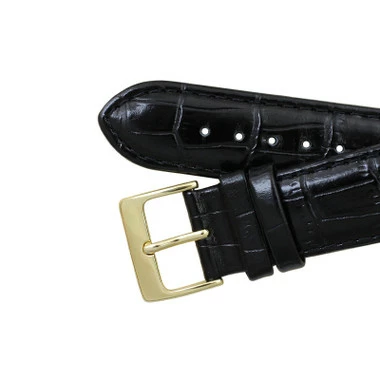 Black Leather Watch Band 18mm Alligator Grain 7 1/2 Inch Length 4 Black Leather Watch Band 18mm Alligator Grain 7 1/2 Inch Length - Image 4