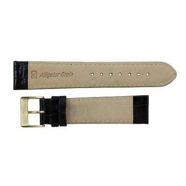 Black Leather Watch Band 18mm Alligator Grain 7 1/2 Inch Length 3 Black Leather Watch Band 18mm Alligator Grain 7 1/2 Inch Length - Image 3