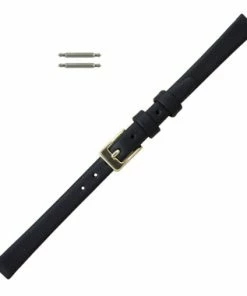 Leather Watch Band 10mm Black Smooth Calf Style 6 10/16 Inch Length