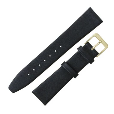 14mm Leather Watch Band Black Smooth Calf 6 1/2 Inch Length 2 14mm Leather Watch Band Black Smooth Calf 6 1/2 Inch Length - Image 2