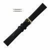 16mm Watch Band Black Leather Lizard Grain 7 1/2 Inch Length