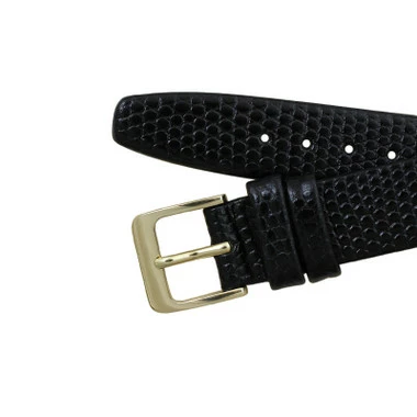Black Leather Watch Band 18mm Lizard Grain 7 3/8 Inch Length 4 Black Leather Watch Band 18mm Lizard Grain 7 3/8 Inch Length - Image 4