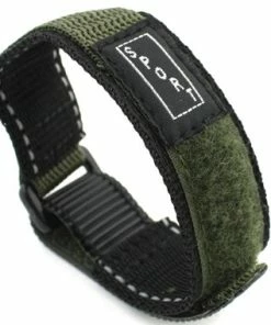 20mm Green Nylon Watch Strap Velcro® Style Sport Band 9 Inch Length