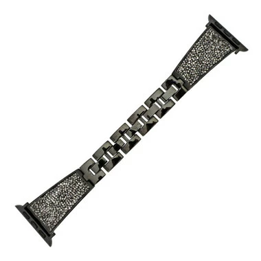 Crystal Encrusted Black Stainless Steel Watch Band Made To Fit 38mm Apple® Watch 1 Crystal Encrusted Black Stainless Steel Watch Band Made To Fit 38mm Apple® Watch
