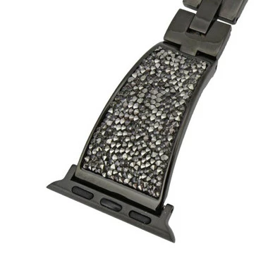 Crystal Encrusted Black Stainless Steel Watch Band Made To Fit 38mm Apple® Watch 2 Crystal Encrusted Black Stainless Steel Watch Band Made To Fit 38mm Apple® Watch - Image 2