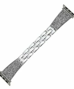 Crystal Encrusted Silver Tone Stainless Steel Watch Band Made To Fit 42mm AppleĀ® Watch