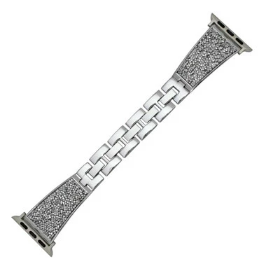 Crystal Encrusted Silver Tone Stainless Steel Watch Band Made To Fit 42mm Apple® Watch 1 Crystal Encrusted Silver Tone Stainless Steel Watch Band Made To Fit 42mm Apple® Watch