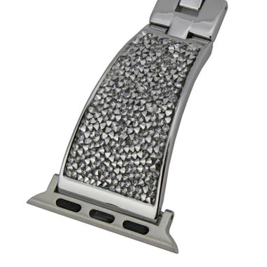 Crystal Encrusted Silver Tone Stainless Steel Watch Band Made To Fit 42mm Apple® Watch 2 Crystal Encrusted Silver Tone Stainless Steel Watch Band Made To Fit 42mm Apple® Watch - Image 2