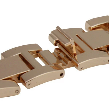 Rose Gold Tone Stainless Steel With Black Leather Weave Watch Band Made To Fit 38mm Apple® Watch 3 Rose Gold Tone Stainless Steel With Black Leather Weave Watch Band Made To Fit 38mm Apple® Watch - Image 3