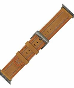 Brown Triple Stitched Leather Watch Band Made To Fit 42mm AppleĀ® Smart Watch