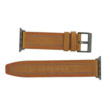 Brown Triple Stitched Leather Watch Band Made To Fit 42mm Apple® Smart Watch 2 Brown Triple Stitched Leather Watch Band Made To Fit 42mm Apple® Smart Watch - Image 2
