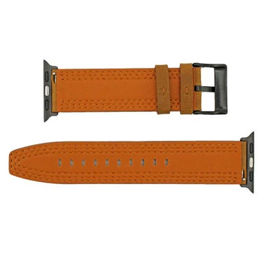 Brown Triple Stitched Leather Watch Band Made To Fit 42mm Apple® Smart Watch 3 Brown Triple Stitched Leather Watch Band Made To Fit 42mm Apple® Smart Watch - Image 3