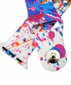 Printed Color Splash Pattern Silicon Watch Band Made To Fit 38mm Apple® Watch -Cheap Watch Bands Store apple watch band 5155 38photo3 81391.1659986041