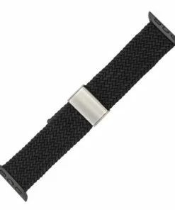 Black Braided Nylon Elastic Watch Band Made To Fit 38mm Apple® Watch